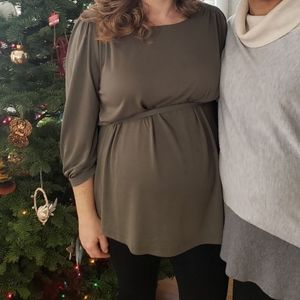 EUC Isabel Maternity Belted Top Olive Green